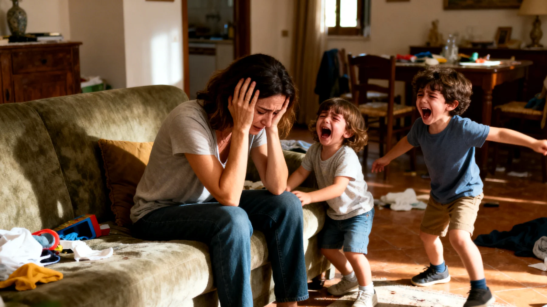 Una mamma fatica a stabilire regole chiare e limiti coerenti con i suoi bambini: ogni volta che impone un divieto o una regola, i bambini reagiscono con pianti, capricci o insistenza finché lei non cede, innescando un circolo vizioso in cui le regole perdono di significato e autorevolezza."