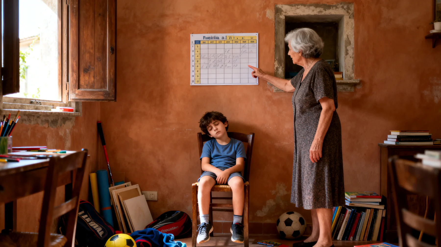 La nonna tende a sovraccaricare i nipoti bambini con troppe attività organizzate, aspettandosi prestazioni elevate in ogni ambito — dal disegno alla recitazione, dallo sport ai laboratori creativi — convinta di fare il loro bene, ma generando in realtà stress, fatica e perdita del gioco libero."