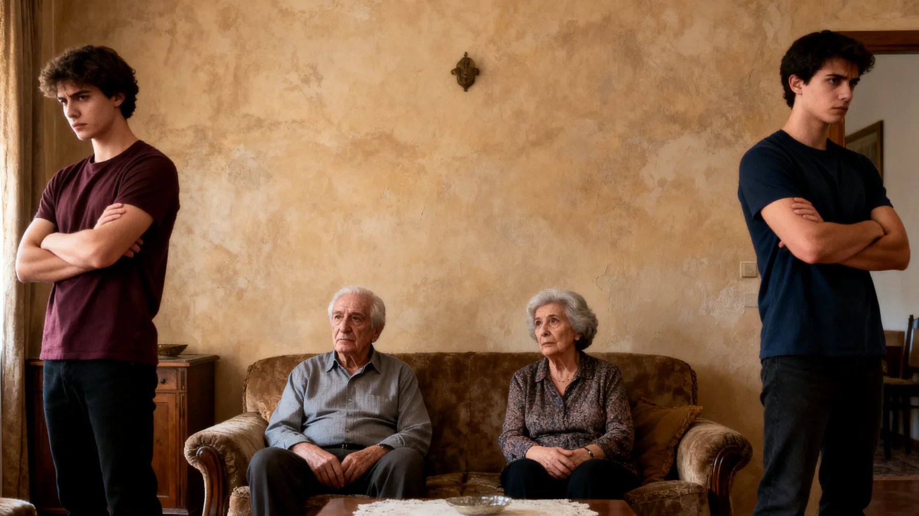 I nonni si trovano a gestire tensioni e rivalità tra nipoti giovani adulti, dove uno si sente meno amato o privilegiato rispetto all'altro, creando dinamiche di competizione per le attenzioni, i favori economici o il riconoscimento affettivo dei nonni stessi."