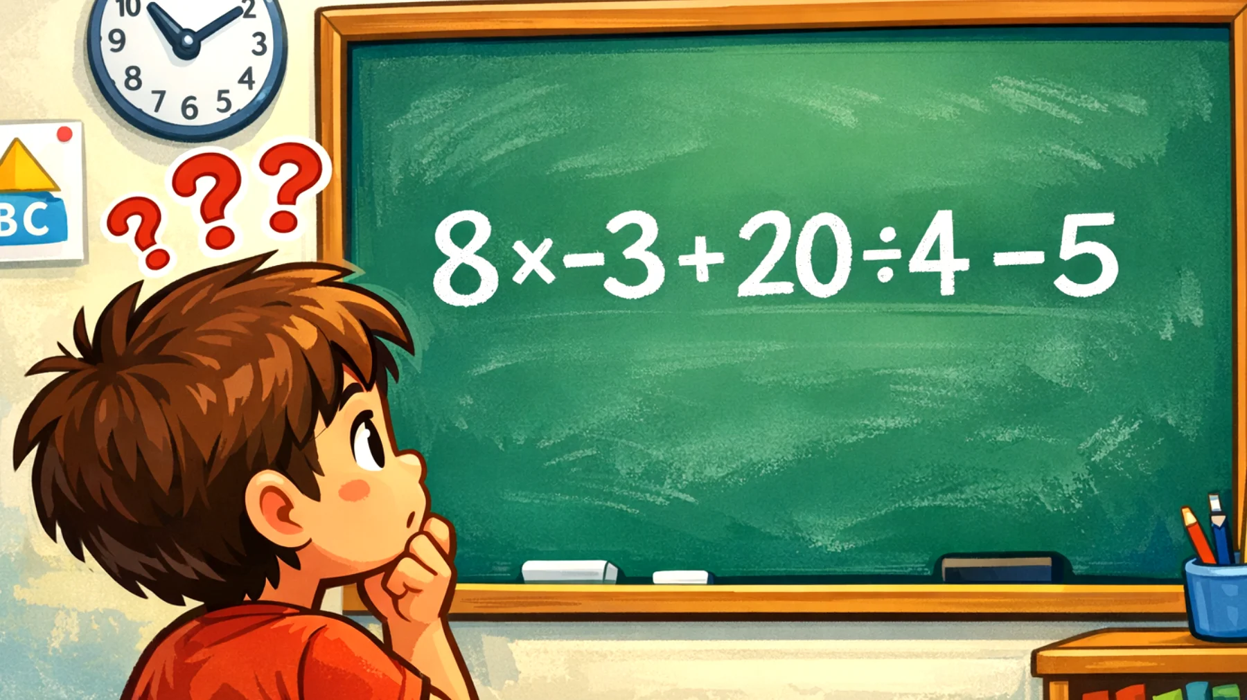 Quanto fa 8 × -3 + 20 ÷ 4 - 5? Solo le menti davvero brillanti rispondono senza sbagliare (il 90% fallisce!)"